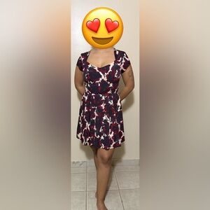 Gorgeous Red & Black Floral Dress